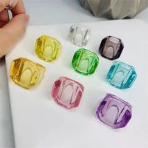 Neue Koreanische Transparent Bunte Acryl Harz Geometrische Unregelmäßige Hexagon Finger Ringe Für Frauen Mädchen Party Hochzeit Schmuck Geschenk