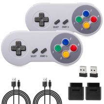 Mando inalámbrico USB/SNES de 2,4 GHz, Joystick para consola de juegos Super NES/SFC y Windows, PC, MAC, Linux, Genesis, Raspberry Pi, 2 paquetes