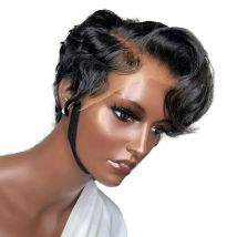 13x4 Lace Frontal Wig Brazilian Remy Human Hair Wigs For Women Wavy Preplucked Hairline 13x6x1Side Part Short Bob With Bangs