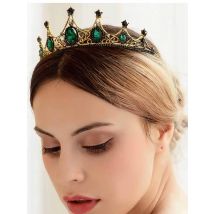 Vintage Baroque Imitated Emerald Crystal Tiaras and Crowns Hair Jewelry Women Girls Headpiece Wedding Bridal Hair Accessories