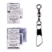 50 pz/scatola canna da pesca in acciaio inox connettore Pin cuscinetto rotolamento girevole 3/0 #-14 # richiamo gancio attrezzatura amo da pesca accessori