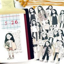 Stickers 17pcs Cute Girls Hand Account Intern Hand Account Photo Album Sticker DIY Material Package After Work