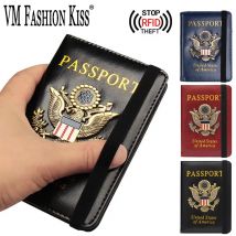 VM MODE KUSS USA RFID Pass Deckt Halter Frauen Männer Schriftzug Business ID Bank Karte Lagerung Geldbörse Fall Reise Zubehör