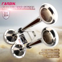 FARBIN 12V/24V Marine Boat In Acciaio Inox Doppia Tromba Corno Elettrico con Staffa di Montaggio per Nave Barca A Vela Yacht Auto Camion