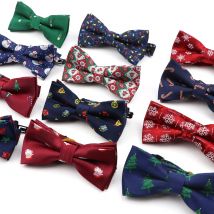 Męska świąteczna muszka wysokiej jakości żakardowa tkana czerwona niebieska muszka dla rodziców i dzieci zestaw motyw festiwalowy święty mikołaj krawat akcesoria