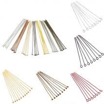 100-200 sztuk/partia 10-70mm głowice oko płaski łeb Pin pozłacane szpilki z łbem kulkowym do komponentów do biżuterii dokonywanie akcesoria dostaw