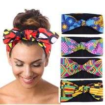 Bohemian Bow Hair Band Women African Pattern Print Bandana Headband Twist Style Salon Make Up Hair Wrap Headwear Hair Accessorie