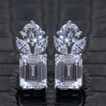 Huitan frische Stil Ohr stecker für Mädchen glänzenden Kristall Zirkonia Mode Frauen Ohrringe hochwertige Silber Farbe Schmuck