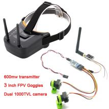3 channel Dual Video camera CMOS 1000TVL fpv camera with 5.8G 40CH Dual Antennas 3 Inch FPV Goggles Video Glasses Headset HD