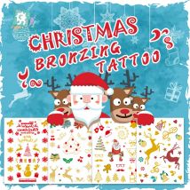 Rocooart Weihnachten Serie Tattoo Für Kinder Gold Körper Temporäre Tattoo Wasserdicht Make-Up Kinder Party Flash Tattoo Aufkleber