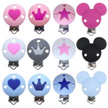 BOBO.BOX 2pc Schnuller Clip Halter Silikon Perlen Mickey Herz Stern Baby Zahnen Zubehör Schnuller Kauen Spielzeug Schnuller Halter