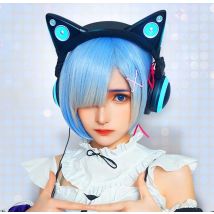 Full New BROOKSTONE Cat Ear 2S Wireless Bluetooth Headphone Black Comics Style 12 Colors RGB LED Light Gaming Headset for Girl