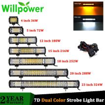 Forza di volontà 4 5 12 15 17 20 23 "pollici Tri righe Strobe Flash HA CONDOTTO LA luce bar Doppia di Colore 5 modello 288W 32W fuori strada 4x4 auto luce 12V 24V