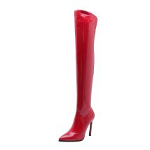 Sgesvier Over knee boots women's boots shiny patent leather boots sexy thigh boots high heels jazz dance pointed toe thin heels