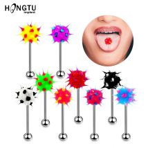 Bunte Gummiball Zungenring Chirurgenstahl Barbell Piercing Lengua 14G Piercing Zunge Pin Sexy Körperschmuck für Frauen Mann