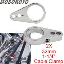 2X Chrom Motorrad 32mm Bremse Kabel Klemme 1-1/4 "Dual Drossel Verdrahtung Unterstützung Verschluss Halter für Harley sportster Cafe Racer