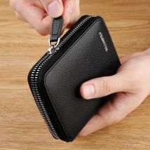 Vertikale Damen-Geldbörse aus Leder, lässiger Reißverschluss, kurzer Kartenhalter, multifunktionales tragbares Zero-Wallet für Herren
