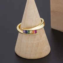 Nidin Neue Design 12 Styles Fashion Regenbogen Farbe CZ Stein Hochzeit Ring Für Frauen Öffnung Einstellbar Ring Feine Party Schmuck