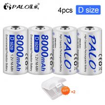 PALO 1-8 stücke 1,2 V D größe Ni-Mh Akku 8000mAh Große Kapazität wiederaufladbare D batterie
