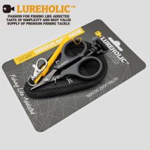 Lureholic Edelstahl-Angelschere, gezahnt, tragbar, zum Angeln, PE-Geflechtschnur, fein, mit Trageband und Tasche