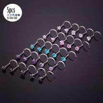 HONGTU 5 Stück 1 Los 20G Nasenloch Piercings CZ Kristall Piercing Nasenstecker Edelstahl Stern Nasenringe Nariz Piercing Schmuck