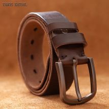 Cinture in vera pelle di mucca superiore per uomo cintura maschile da cowboy marrone vintage di design di lusso di alta qualità