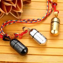 Buddhismus Sechs Worte Öffnende Halskette Frauen Männer OM Mantra Gebet Rad Mantra Flasche Urne Anhänger Edelstahl Schmuck