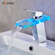 ROVOGO LED Bad Wasserhahn Wasserfall Messing Waschbecken Wasserhahn Kalt Heiß Mischbatterie Deck