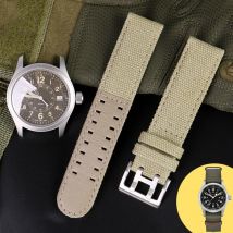 Leather-ther-Unteruhr aus Segeltuch für Hamilton Khaki Field Watch H 68201993   H 7060596   Uhrenarmband Seiko Uhrenarmband 20 mm 22 mm Schnalle
