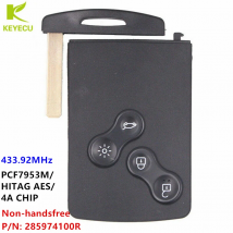 KEYECU Ersatz-Fernbedienungsschlüssel ohne Freisprechfunktion, 433 MHz, PCF7953M/4A-Chip für Renault Clio IV Captur 2013–2018, P/N: 285974100R
