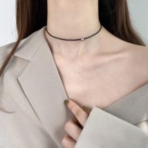 925 Sterling Silber Choker Schlüsselbein Kette Schwarz Choker Kragen Kurze Halskette Temperament Frauen Edlen Schmuck Zubehör
