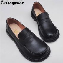 Careaymade-Genuine Leather Men's big toe shoes wide version business leisure original round top British leather soft sole shoes