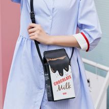 Tragbare Frauen Lustige Milch Box Form Schulter Tasche Telefon Crossbody Beutel Weiblichen Crossbody-tasche Täglichen Schulter Tasche Damen Taschen