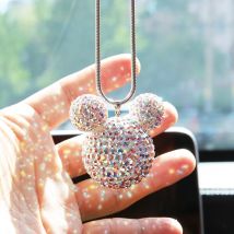 Strass Kristall Ball Auto Anhänger Niedlichen Cartoon Tier Bling Auto Spiegel Hängen Zubehör Mädchen Frauen Auto Innen Dekoration
