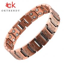 Herren Reinem Kupfer Armband mit Doppel Raw 3000 Gauss Magneten Schmerzen Relief für Arthritis Magnetische Gesundheit Armband Power Armband