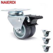 NAIERDI 4PCS 2 zoll Trolley Rollen Heavy Duty Swivel Weiche Gummi Roller Räder mit Bremse für