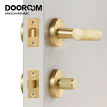 DOOROOM mosiężny radełkowany kciuk klucz zatrzask dźwignia uchwyt cylinder klucz escutcheon przejście zamek pokojowy