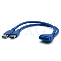 Dual 2 Port USB3.0 USB 3.0 A Stecker auf Motherboard Mainboard 20Pin Kabeladapter 19-poliges USB-Verlängerungskabel