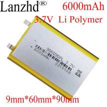 1-10PCS li-po Polymer battery 6000mah 3.7V 906090 smart home MP3 speakers Li-ion battery for dvr,GPS,mp3,mp4,cell phone,speak