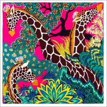 Luxusmarke Frau Schal mit Aufdruck Girafe Quadratische Seidenschals Frauen 90 x 90 Seide Natürliche 100 % Seide Haarwickel Kopfschals