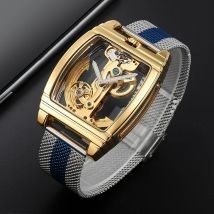 Klassische Mode Automatische Mechanische Armbanduhr Männer Transparent Uhr Skeleton Edelstahl