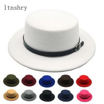 New Filz Hut Männer Fedora Hüte mit Gürtel Frauen Vintage Trilby Caps Wolle Fedora Warme Jazz Hut Chapeau Femme feutre panaman hut