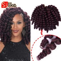Silike 8 zoll Synthetische Ombre Jumpy Zauberstab Curl Häkeln Zöpfe 22 Wurzeln Jamaican Bounce Curl Häkeln Haar Verlängerung für Schwarz frauen