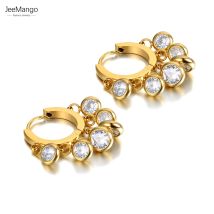 JeeMango Trendy Edelstahl Böhmen Creolen Goth 18K Gold Zirkonia Ohrring Schmuck Für Frauen Mädchen Ebrée JE21191
