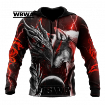2022 Red dragon and wolf 3D Printed Fashion Mens Autumn Hoodies Sweatshirt Unisex Streetwear Casual Jacket Pullover KL496