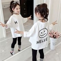110-160 cm Frühling Herbst Mädchen Casual Langarm Breite T-Shirt Baby Kinder Kinder Oversize T-shirt