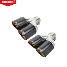 genuine SUMSOO1PCS Carbon Fiber + Golden Chrome Stainless Steel Car Exhaust Tip Double End Pipe Modification Muffler