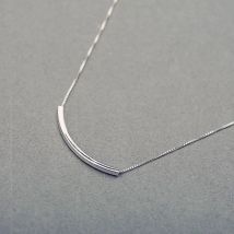 Collana semplice in argento sterling 925 di moda per donna Collana con tubo stereo Collana con catena girocollo S-N193