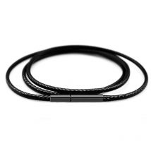 Japan Koreanische Schwarz Leder Seil Halskette Frauen Schwarz Rohr Halskette Frau Neck Kragen Kette Halskette Choker Schlüsselbein 1mm 2mm 3mm