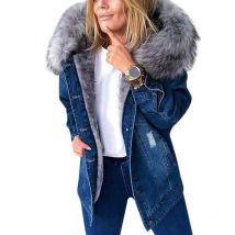 2024 frauen Winter Denim Jacken Mantel Mode Plüsch Kragen Warme Retro Fleece Gefüttert Mantel Frauen Chaquetas De Mezclilla Para Mujer